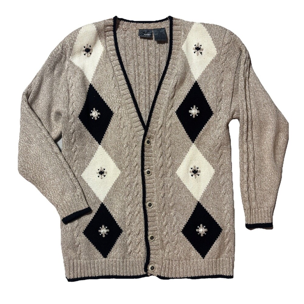 Lizwear Petite Small Vintage Knit Cardigan Old Money Aesthetic 90s Preppy